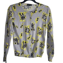 Lord &amp; Taylor Button Front Top MP Womens Long Sleeve Grey Yellow Floral Classic - £18.03 GBP