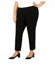 Calvin Klein Women Plus Size 22W Black Studded Split Hem Straight Leg Pants NEW - £20.36 GBP