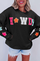 Black Glitter Howdy Patch Graphic Casual Sweatshirt - £22.51 GBP+