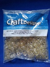 Pony beads gold translucent glitter 245 pcs 9mm New Craft hair supplies - £3.55 GBP