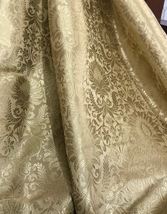 Indian Brocade fabric Beige and Gold Fabric Wedding Fabric, Abaya Fabric -NF509 - £5.98 GBP+