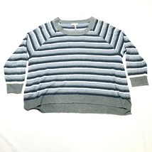 Joie Linen Sweater Womens L Blue Striped Boxy Draped Long Sleeve - $56.36