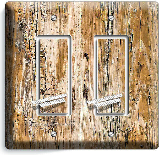 RUSTIC BEACHWOOD AGED WORN OUT WOOD 2 GFCI LIGHT SWITCH PLATE BEDROOM ROOM DECOR