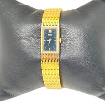 Seiko Watch Women Gold Tone  2e20-6709 Black Gold Dial Thin Untested Vtg 040367 - £35.45 GBP