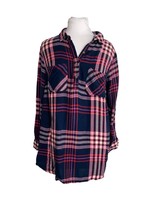 Liz Lange Womens Maternity Top Size Medium Pullover Flannel Blue Red Che... - $18.81