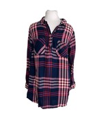 Liz Lange Womens Maternity Top Size Medium Pullover Flannel Blue Red Che... - $18.81