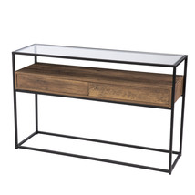 48" Clear and Black Glass Frame Console Table With Storage With Storage - $339.49