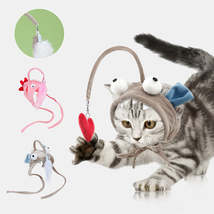 Big-Eyed Gray Feather Cat Toy Stick - A Fun and Entertaining Pet Product for You - £12.04 GBP
