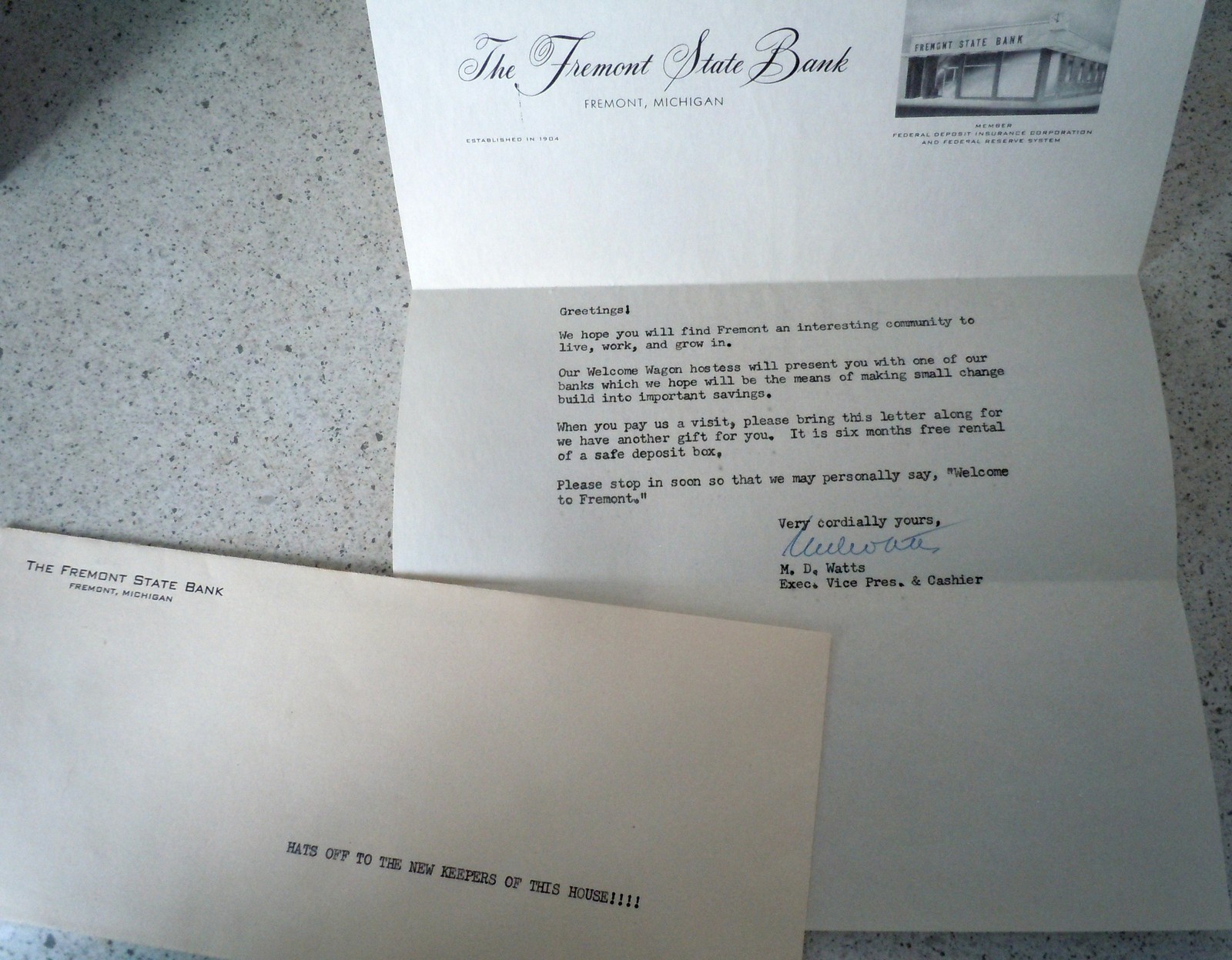 Vintage Fremont Stat Bank Greetings Letter Fremont MI 1950s - $3.99