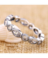 925 Sterling Silver Alluring Brilliant Marquise &amp; Clear Zirconia For Women - $329.04 MXN