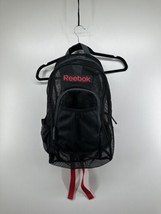 Reebok Black Clear Mesh All Over See-Thru Backpack Bag School Gym Vintage Y2K - £27.10 GBP