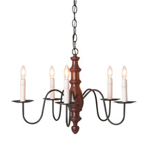 Irvins Country Tinware 5-Arm Country Inn Wood Chandelier in Rustic Red - £291.89 GBP