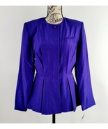 Argenti Suits Royal Blue Fitted Flare Brushed Silk Jacket w/ Belt Loops ... - $47.64 CAD