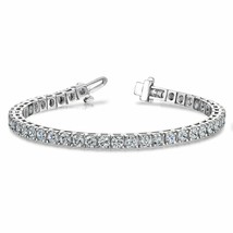 3.00 Ct Round Diamond 4-Prong Tennis Bracelet 14K White Gold Plated Silver 7&quot; - £254.78 GBP