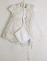 Baby White Christening Dress with Slip 3-Piece Embroidered Jesus Floral Size S - £39.52 GBP