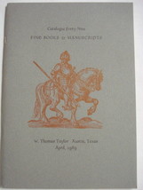 Fine Books &amp; Manuscripts 1989 Catalog No. 49, W. Thomas Taylor, Austin, ... - $11.99