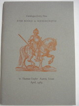 Fine Books &amp; Manuscripts 1989 Catalog No. 49, W. Thomas Taylor, Austin, ... - £9.60 GBP