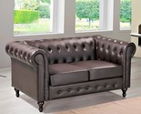 US Pride Furniture Teressa Faux Leather Chesterfield Loveseat Sofa for L... - $926.99