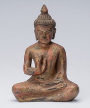 Buddha - Antique Khmer Style Seated Wood Buddha Statue Teaching Mudra - 21cm/8&quot; - £169.51 GBP