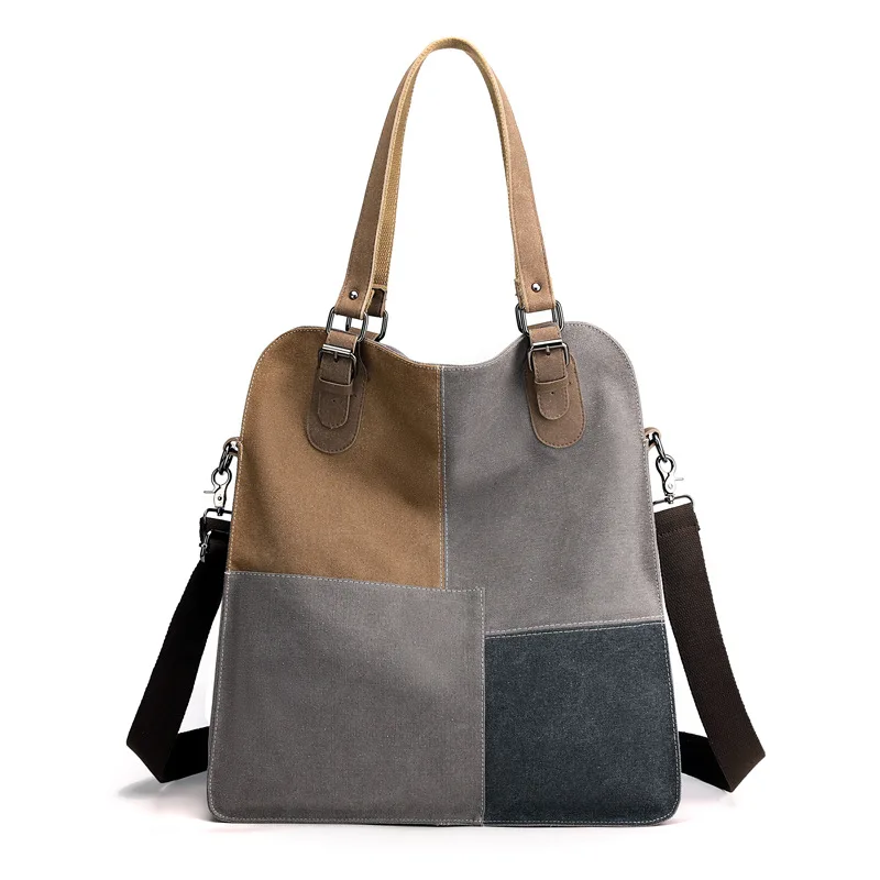 Canvas Casual Women&#39;s Bag Stylish Contrast Stitching Tote Bag Vintage Sh... - $53.79