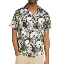 John Varvatos Men&#39;s Short Sleeve Danny Abstract Floral Camp Collar Shirt Olive - £49.65 GBP