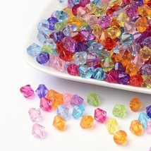50 Acrylic Bicone Beads Rainbow 8mm Mix Faceted Wholesale Assorted Bulk Set - £4.14 GBP