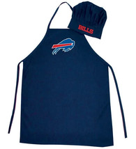 Buffalo Bills Nfl Apron &amp; Chef&#39;s Hat Set Barbecue Tailgating Cooking - £13.17 GBP