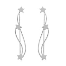 Curvy Shooting Stars Vine Sterling Silver Crawler Earrings - £10.13 GBP