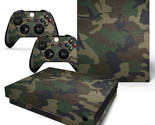 For Xbox One X Console &amp; 2 Controllers Green Camo Vinyl Skin Decal  - £11.22 GBP