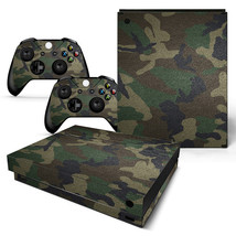 For Xbox One X Console &amp; 2 Controllers Green Camo Vinyl Skin Decal  - £10.96 GBP