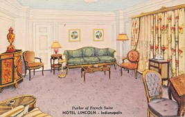 Parlor Di Francese Suite-Hotel Lincoln-Indianapolis Indiana Cartolina 1940s - £6.68 GBP