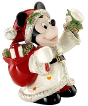 Lenox Disney Lighted Merry Mickey Mouse Christmas Santa Figurine w/Gifts 6&quot; New - £99.78 GBP