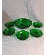 VTG Footed-Anchor Hocking Burple Forest Green Glass Dessert/Berry Bowl S... - £52.14 GBP