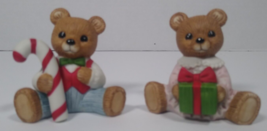 Set of 2 Ceramic Christmas Holiday Bears HOMCO Bear Figurines  # 5211 - £8.64 GBP