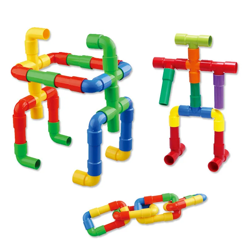 Color Water Pipe Building Blocks Children DIY Assembling Pipeline Tunnel Plastic - £9.99 GBP