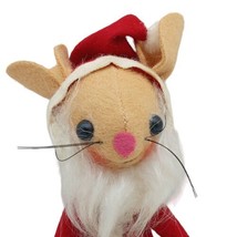 Vtg 1965 Christmas Mouse Santa Claus Red Felt Ornament Anthropomorphic Japan 6&quot; - £14.69 GBP