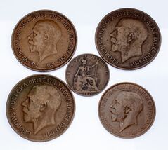 Großbritannien Menge Of 5 Münzen (1916 - 1936, VF - XF Zustand) Schöne S... - $59.01