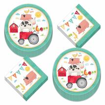 Barnyard Birthday Farm Animals Paper Dinner Plates and Lunch Napkins (Serves 16) - £17.97 GBP