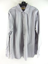 Michael Kors Gray Plaid Long Sleeve Button Up Cotton Shirt 17.5 36-37 - £23.64 GBP