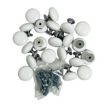 White 1.25&quot; Mushroom Ceramic 1 1/4&quot; Knobs Chrome Base Cabinet Drawer Lot of 20 - £16.48 GBP