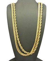New 6mm/30&quot; Rope Chain &amp; 6mm/30 Miami Cuban Chain / Necklace Chain Set - RC1748 - £23.32 GBP