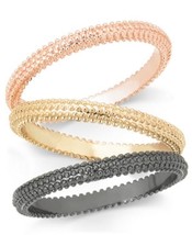 International Concepts Tri-Tone 3-Pc. Set Textured Stackable Rings - £9.65 GBP