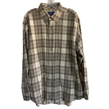 Pendleton Sir Pendleton Long Sleeve Plaid Shirt Brown Tan Worsted Wool Men’s XL - £39.11 GBP