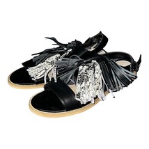 Saks Fifth Avenue Womens Maria Black Nappa Tassel Open Toe Sandals Size 7.5 - £31.45 GBP