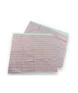 2 Waverly Pink/White Ticking Stripe Fabric Cotton Remnants 24x59” &amp; ~48x52” - £15.12 GBP