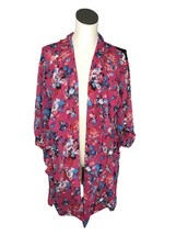 Band of Gypsies Open Cardigan Floral Jacket Cranberry Blu Womens Small Top Lace - £12.55 GBP