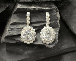 4Ct Oval Cut VVS1 Diamond 14k White Gold Finish Snap Closure Drop Dangle Earring - £77.93 GBP