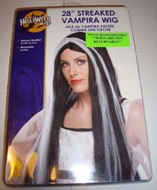 Rubies 28&quot; Streaked Vampira Wig Black Gray Halloween Costume Rubie&#39;s - £18.15 GBP