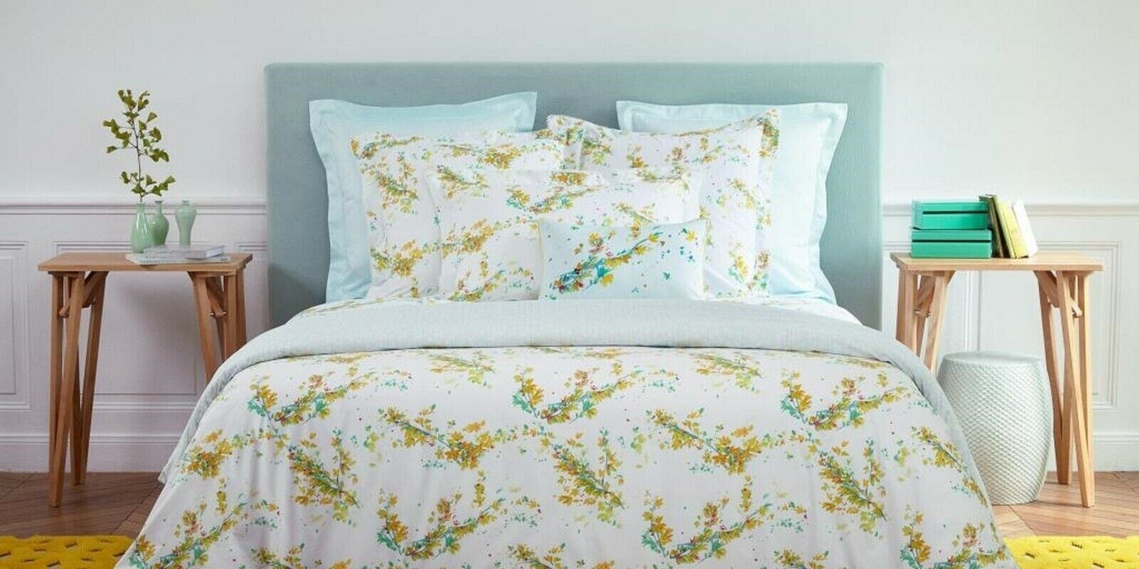 Yves Delorme Lucine King Duvet Set 3PC Floral Print Reversible Lace Fini... - $365.75