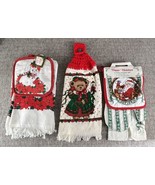 Lot Of Vintage Christmas Hand Towels, Oven Mitt, Hot Pad,  ~Bear Cat Santa - £22.93 GBP